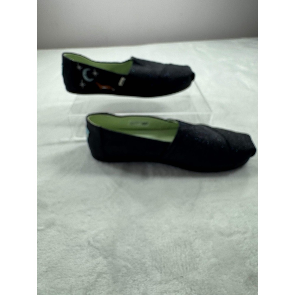 Toms Alpargata Flat Shoes Women's 7 Blue Glitter Fox Print Slip-on Lightweight - Picture 12 of 14